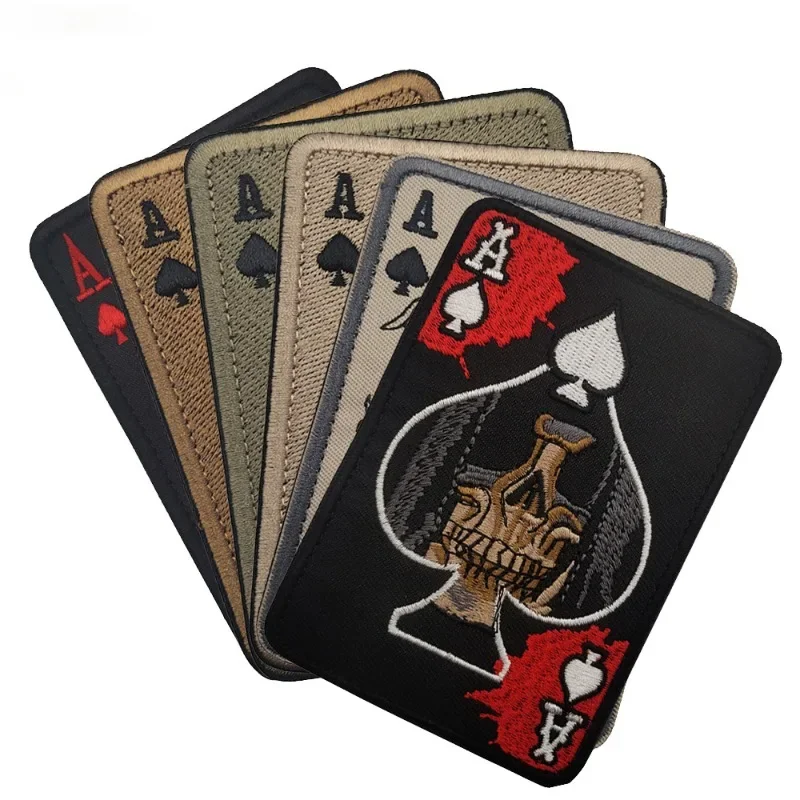 Death Card Poker Ace of Spades Patches Embroidery Tactical Patch For Clothing Bag Punk Military patches Badge