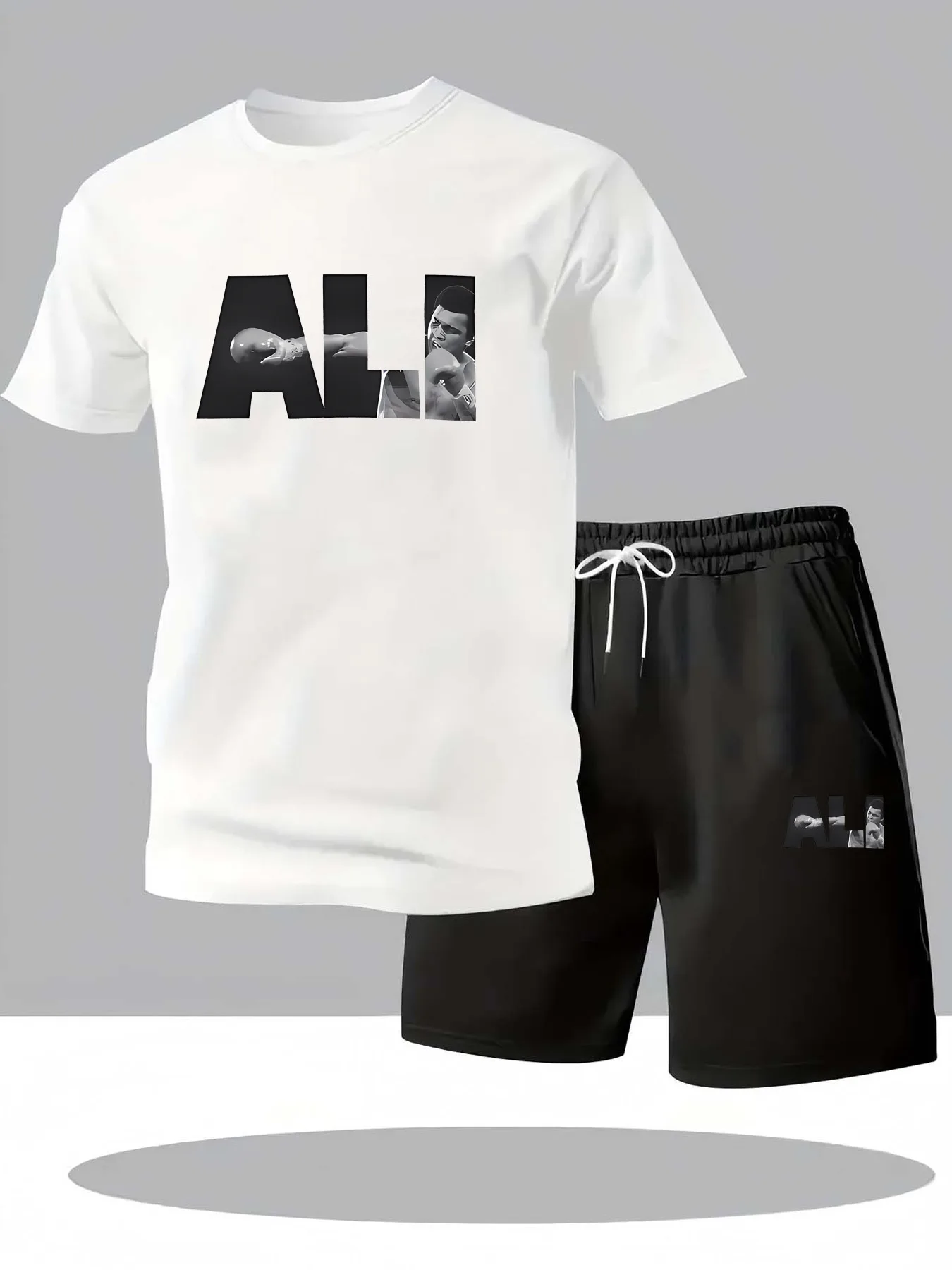 

Summer Breathable Short-Sleeved T-Shirt And Casual Jogging Shorts 2-Piece Quick-Dry Fashion Outfit Men's Fitness Suit