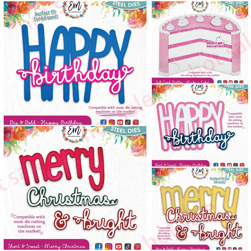 

2026 New Happy Birthday Merry Christmas Metal Cutting Dies Craft Make Paper Greeting Card Making Template DIY Handmade