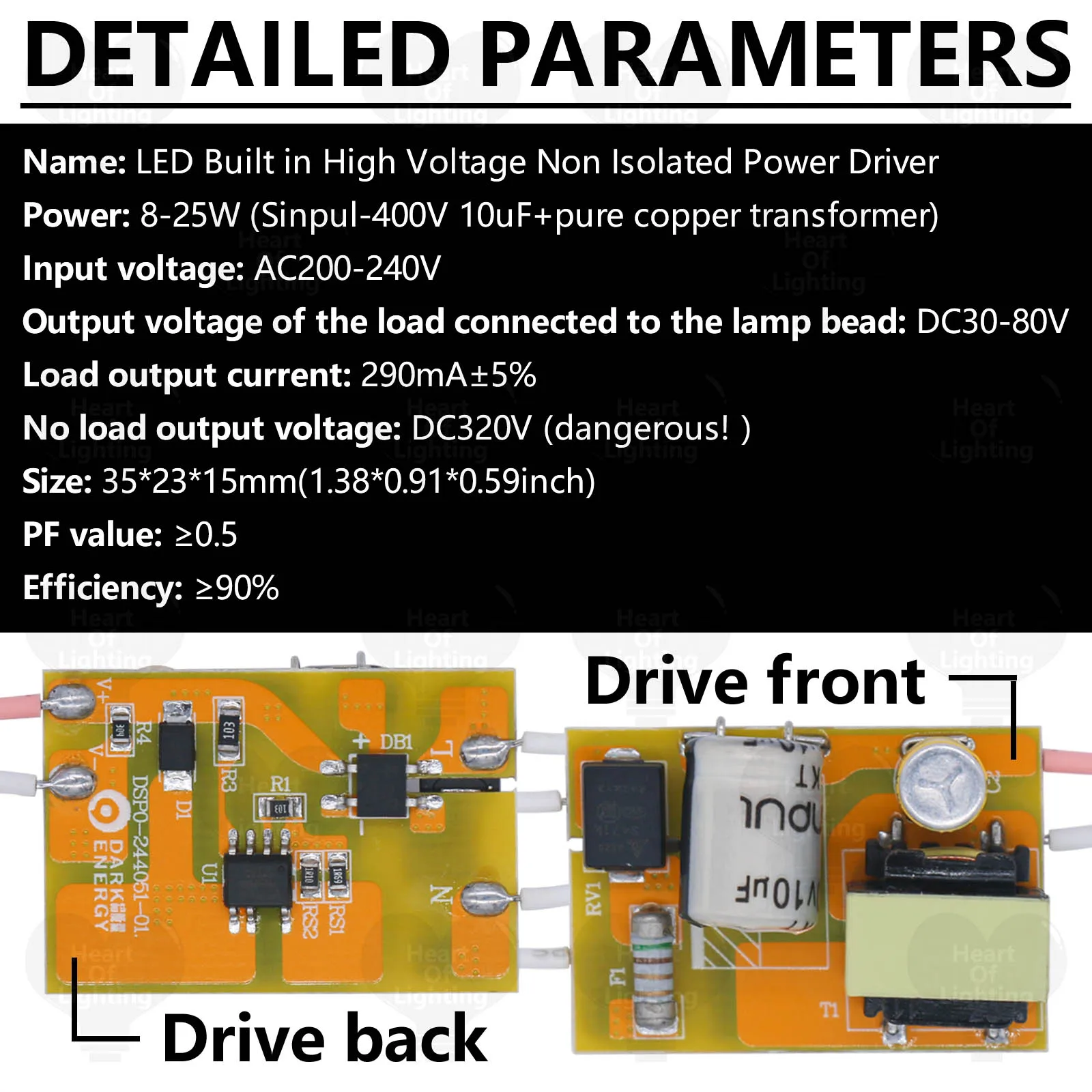8-25W 18-36W 36-50W LED Driver DC30-80V DC50-130V DC80-160V High Voltage Non Isolated Power Supply AC200-240V 290mA Transformer