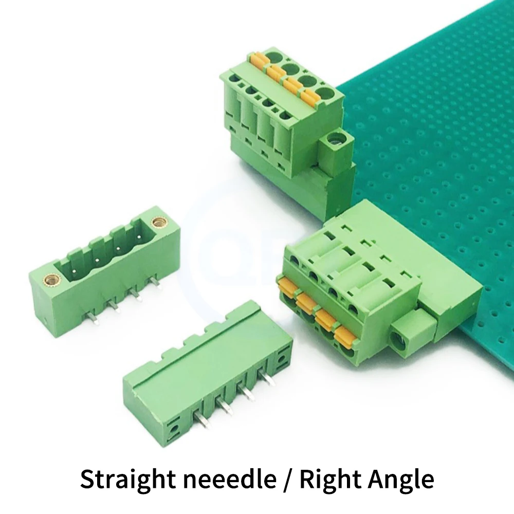 5 Pcs 5.08mm Pitch Flanged Right Angle/Straight Pin Header 2EDGKDM 15EDGKDM 2EDGV/RM Spring Loaded Plug-in PCB Terminal 2-24Pin