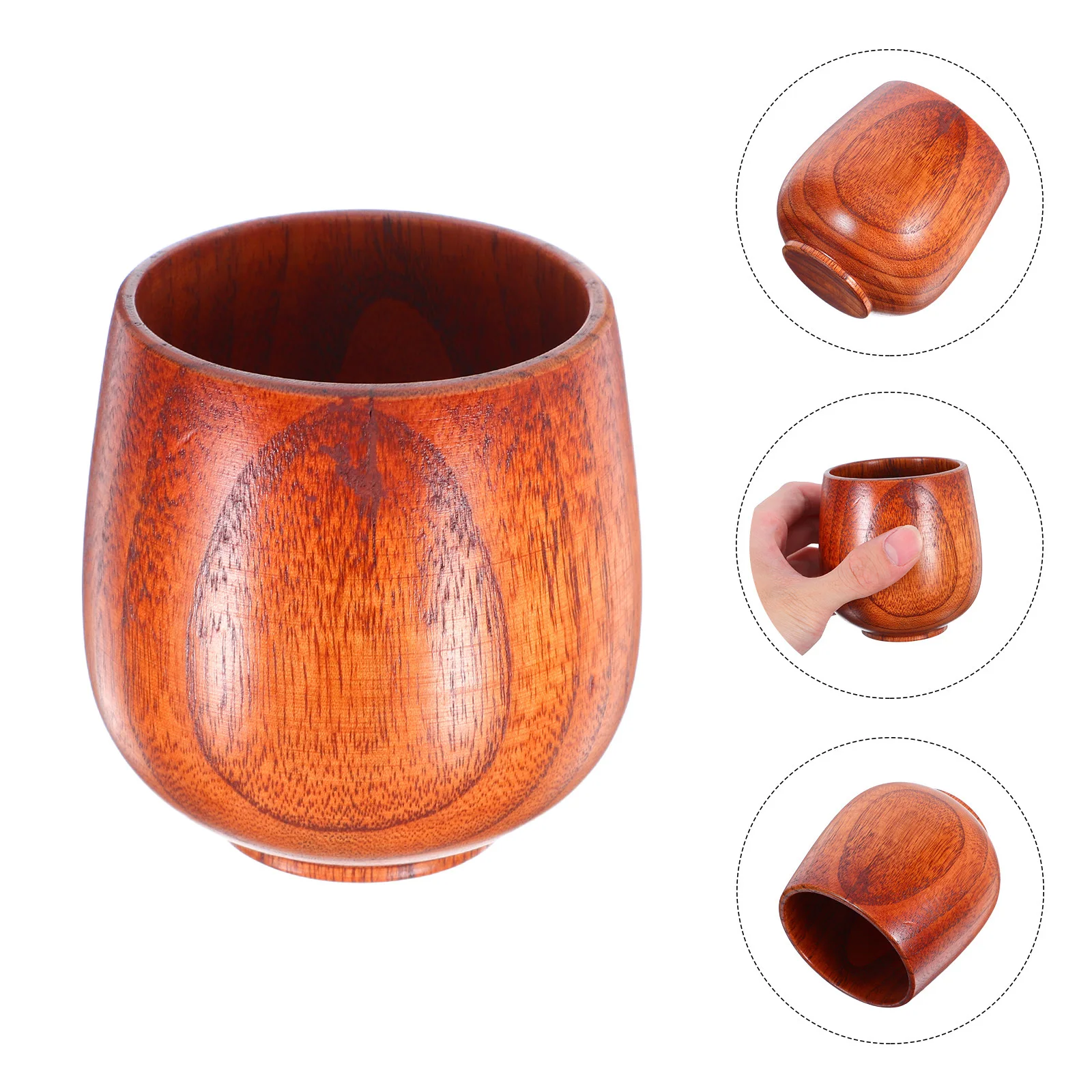 

Japanese Wooden Sake Cup Natural Wood Vintage Design Heat Resistant Coffee Tea Mug for Home Restaurant Wood Mug