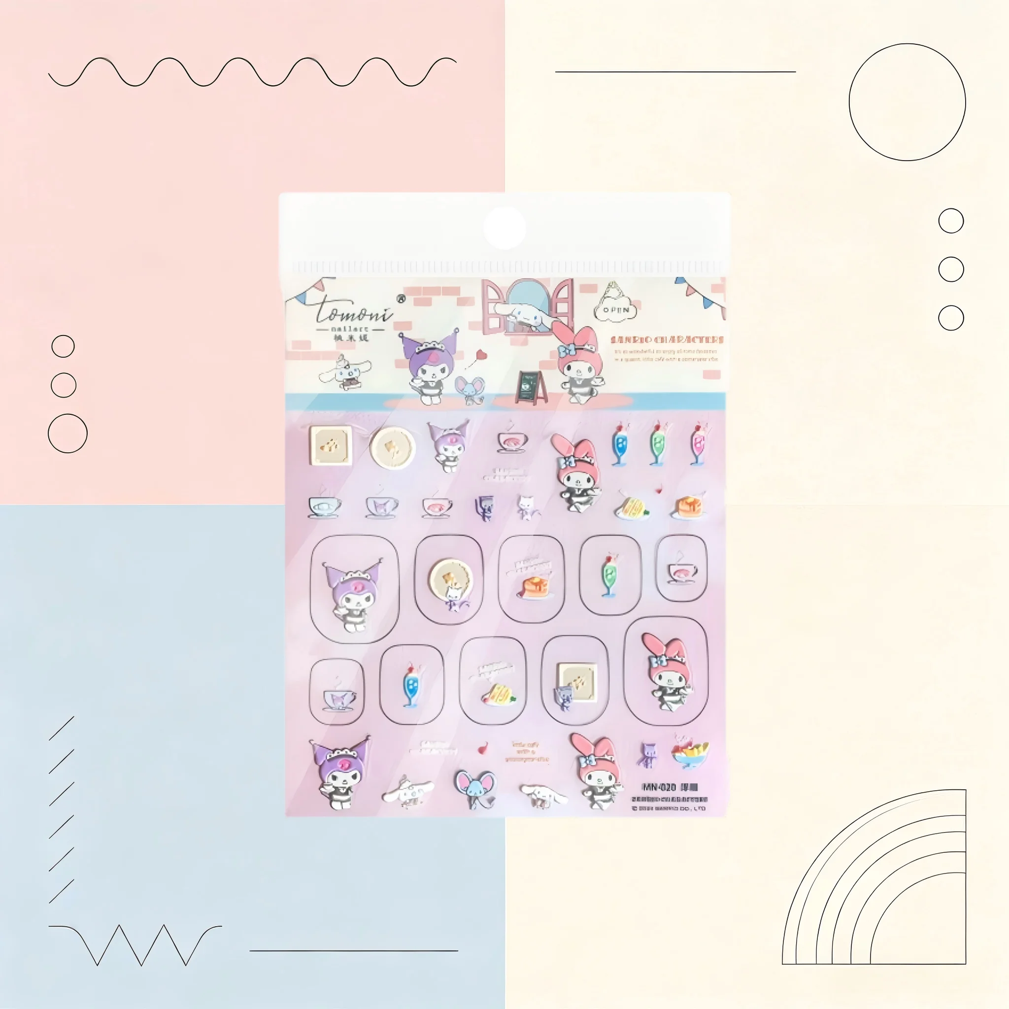 1Pcs 5D Three-Dimensional Sanrio Series Nail Stickers Hello Kitty Manicure Accessories Cute Themed Elements Girl Stickers