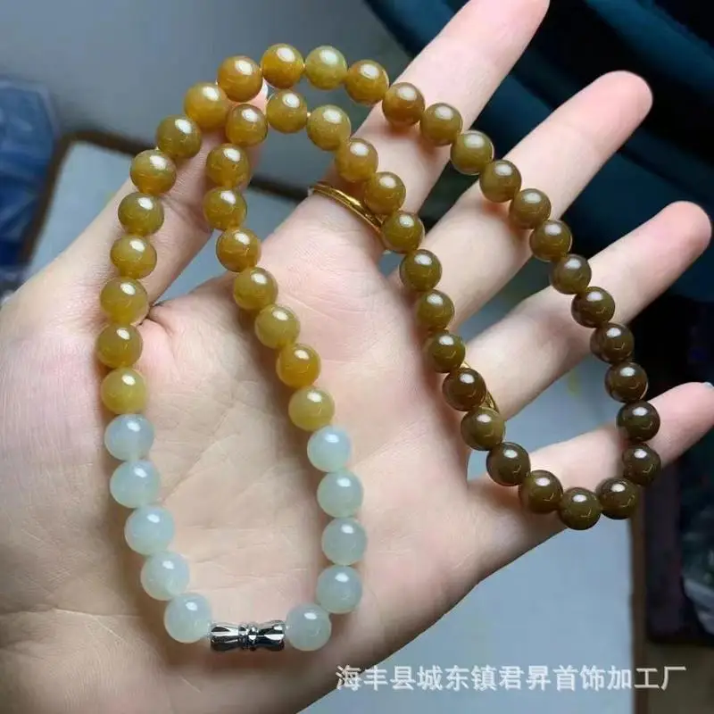 Gradient Color , Approximately 8Mm, Hotan Jade Mother'S Necklace