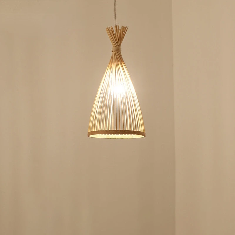 Classical Bamboo Weaving Chandelier Lamp Handmade Pendant Light Hanging LED Ceiling Fixtures Rattan Woven Home Bedroom Decors