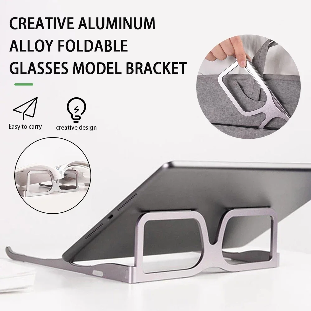 Universal Glasses Shape Laptop Stand for Desk Aluminum Mount Computer Stand for IPad for Book for Tablets