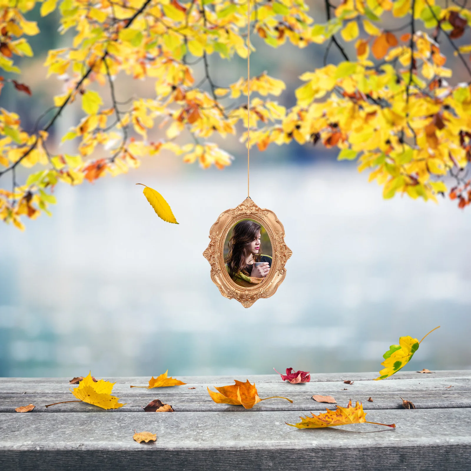 طقم إطار صورة عتيق مكون من قطعتين إطارات معلقة على الحائط باللون الذهبي الصغير لغرفة المعيشة وغرفة النوم وعرض صور فريد للمنزل الفني