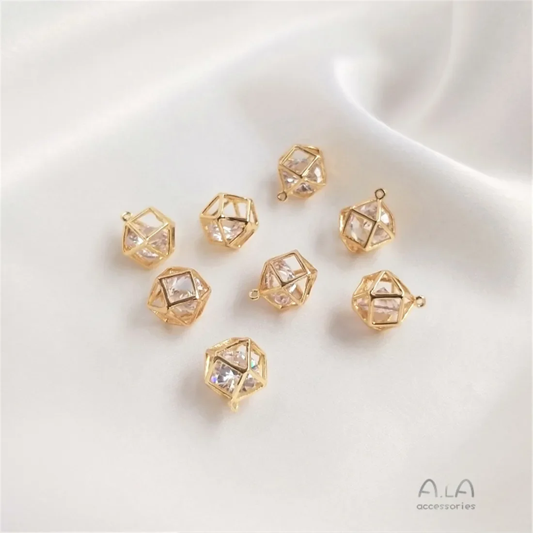 

14K Gold-plated Zircon Crystal Solid Square Pendant Smart Pendant Diy Earrings Necklace Jewelry Pendant C376