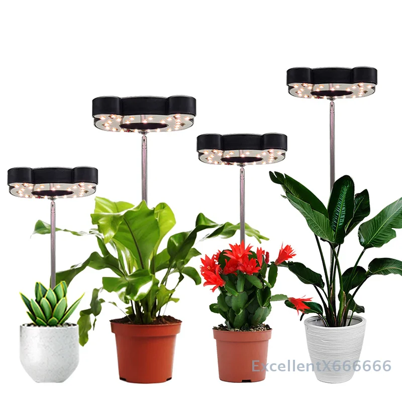 Full Spectrum Fill Light LED Grow Lamp For Indoor Plants With Adjustable Height, 2/4/8H Timer 4 Level Dimming For Garden