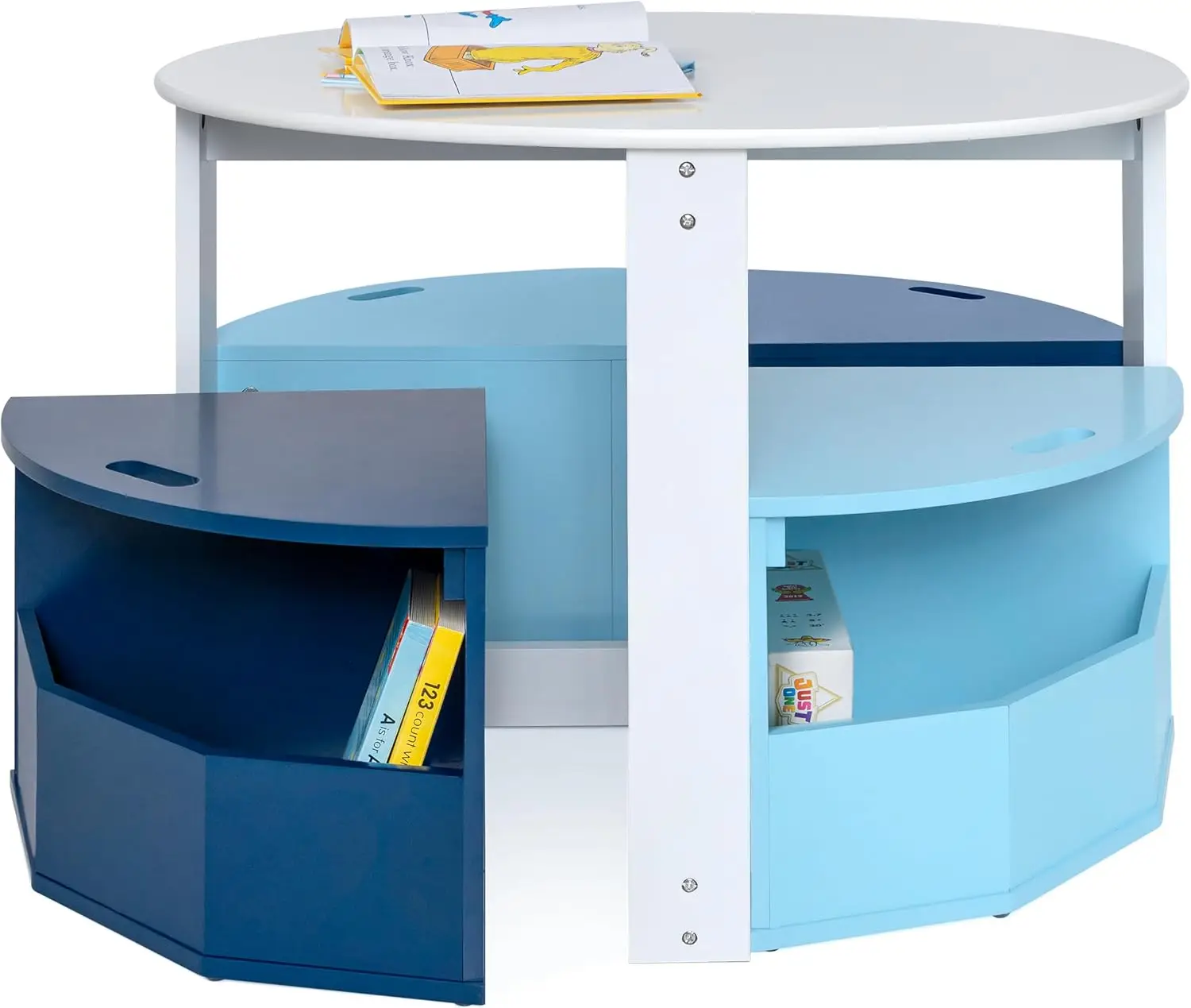

Kids Activity Table and Chair Set - Round Play and School Table with Storage for Children Ages 3-8 - Nesting