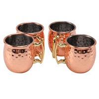 Mini 2-Ounce Stainless Steel Moscow Mule Mug Espresso Mini Mugs Copper Plated Mug Shot Mugs Set of 4