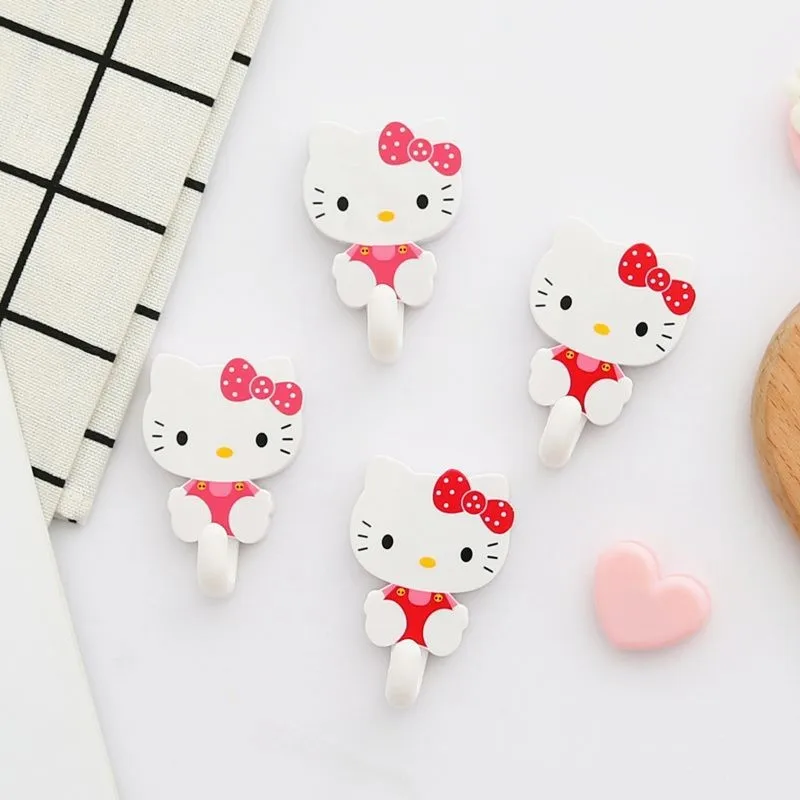 Sanrio Hello Kitty Sticky Cute Sticky Hook Student Dormitory Nail Free Strong Sticky Hook Household bathroom Clothes Towel Hook