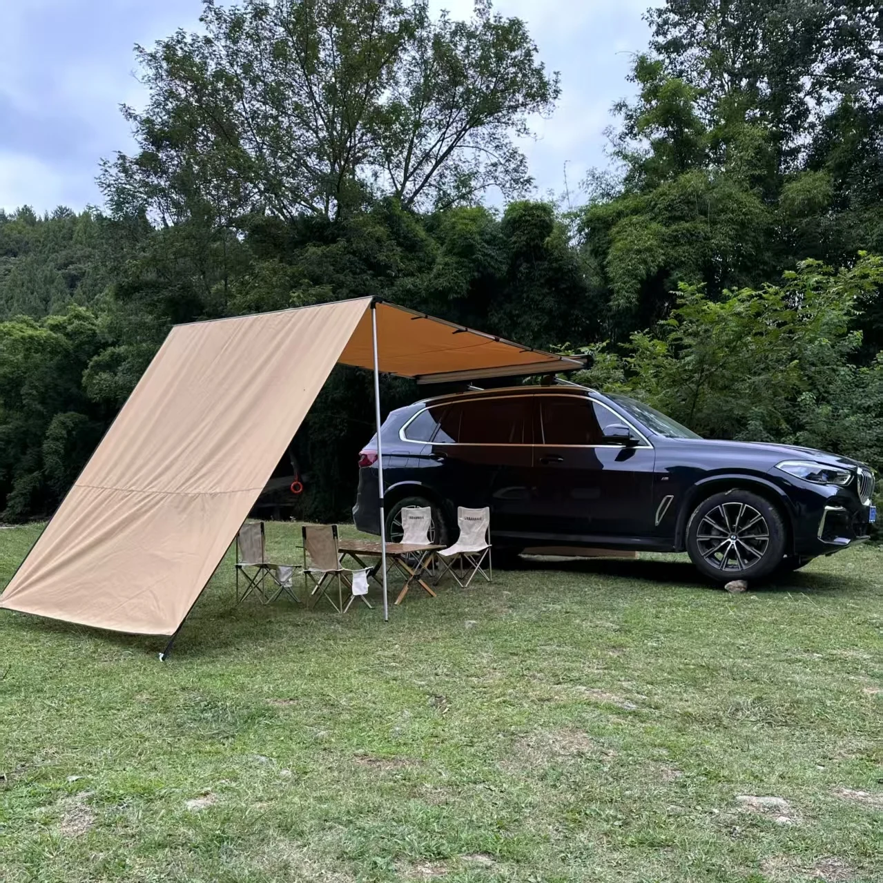 Waterproof Outdoor Camping Aluminum Oxford Car Roof Tent Three-Season Side Car Side Awning