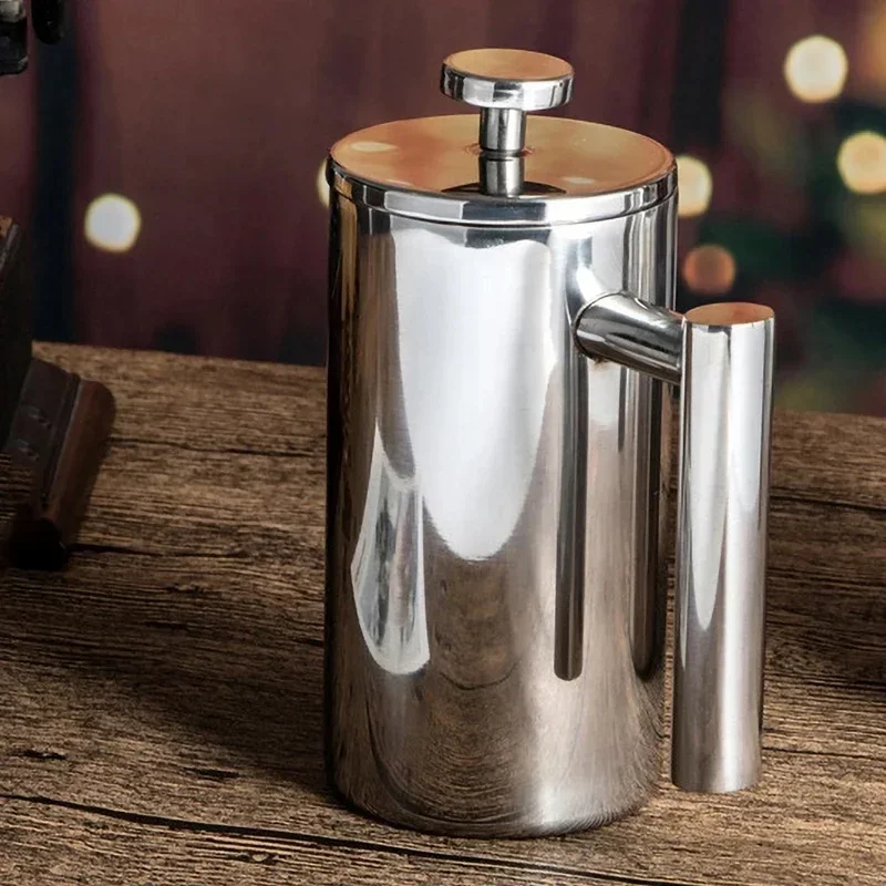 Double Wall Insulated Stainless Steel French Press Coffee Pot 350ml 800ml 1000ml Hand Brew Filter Maker