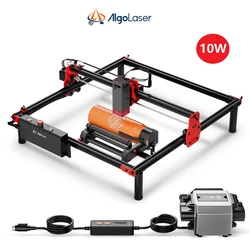 Algolaser DIY Kit 10W Mini Laser Engraving Cutting Machine with Rotary Legs Air Pump Wifi Offline Control CNC Woodworking Tools