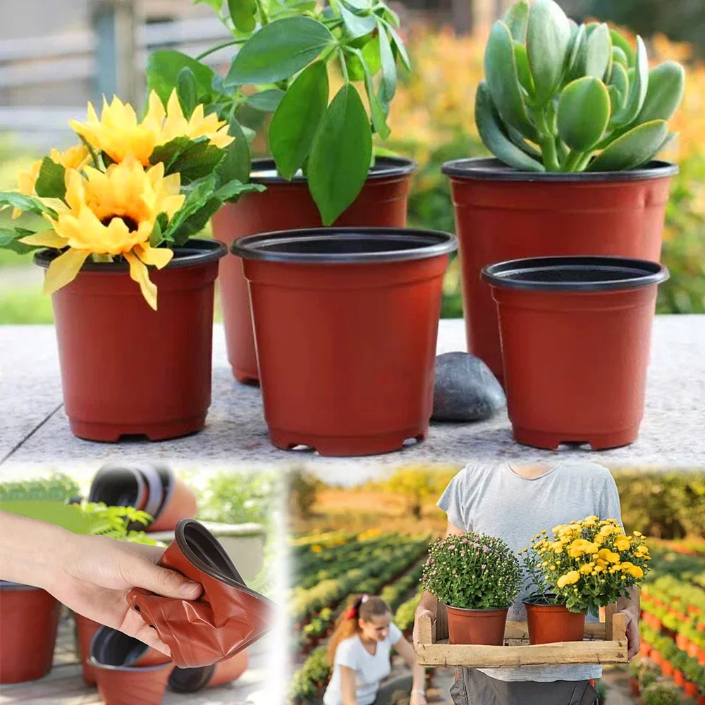 10/20/50Pcs Thin Section Flowerpot Plastic Grow Box Fall Resistant Tray for Home Garden Plants Nursery Cup Flower Plant Pots