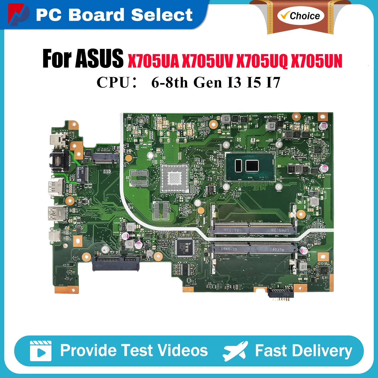 

X705UA Материнская плата для ноутбука ASUS VivoBook X705UV X705UN X705UBP X705UB X705UF X705U X705UQ X705UNR Материнская плата с процессором I3 I5 I7