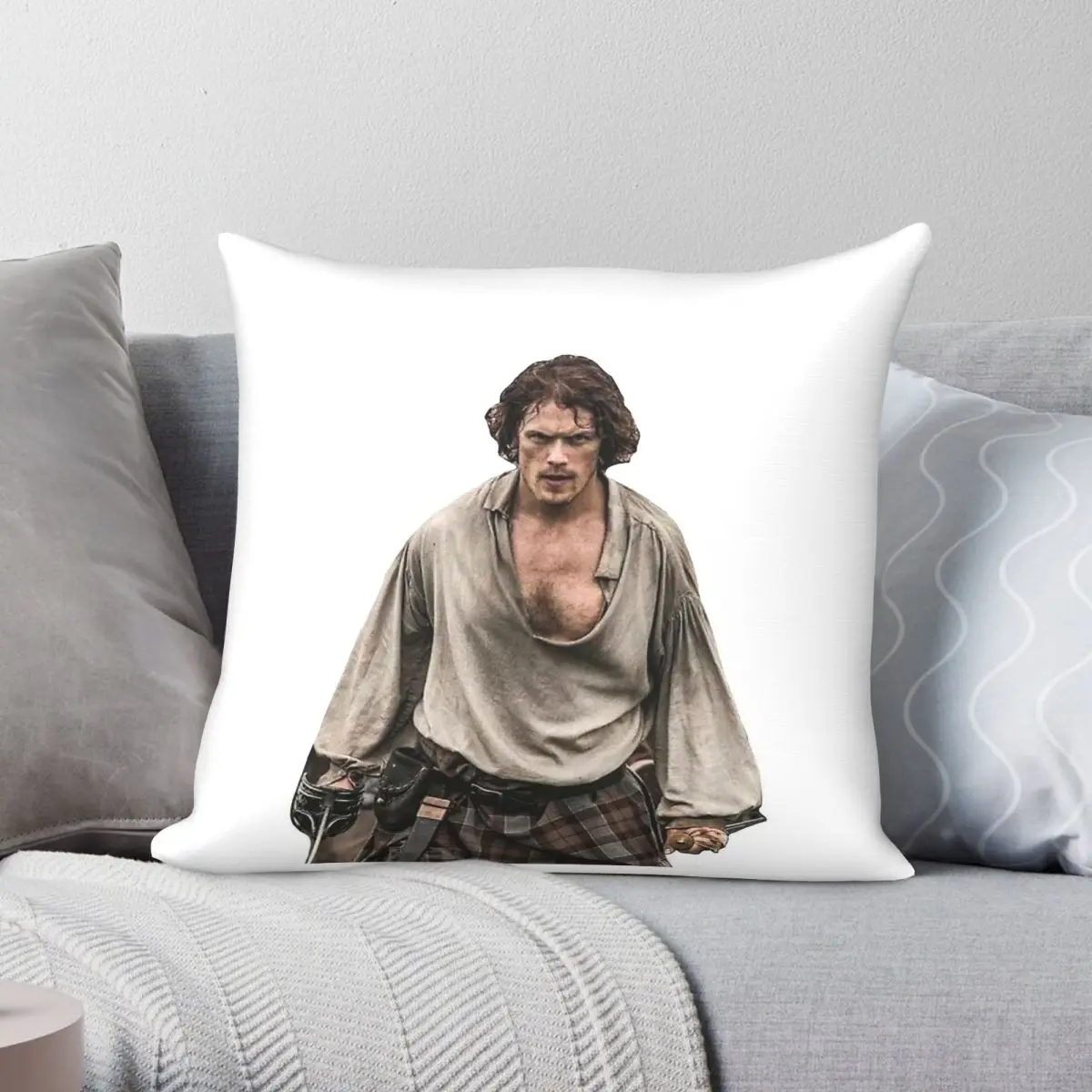 Jamie Fraser Sam Heughan Square Pillowcase Polyester Linen Velvet Printed Zip Decorative Pillow Case Room Cushion Cover