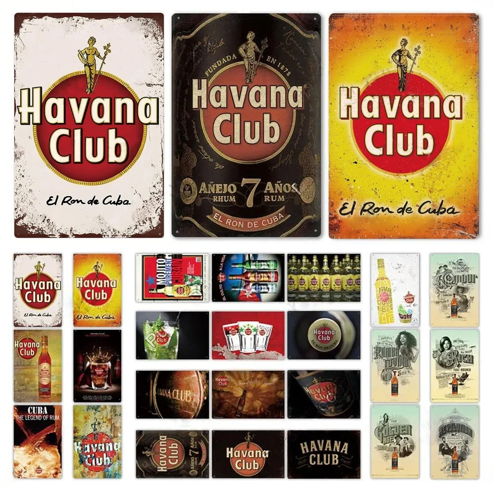 Havana Rum Vintage Tin Signs Metal Posters Decor Retro Plaque Stickers for Pub Club Man