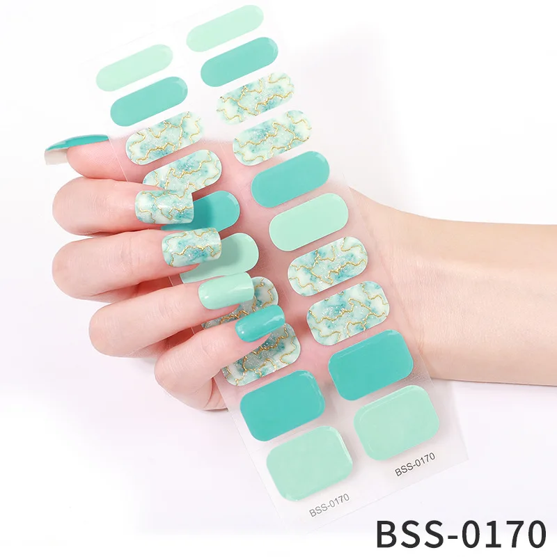 Autocollants pour ongles en gel semi-durci, 20 conseils, photothérapie, cuisson, style INS, couverture complète, décalcomanies