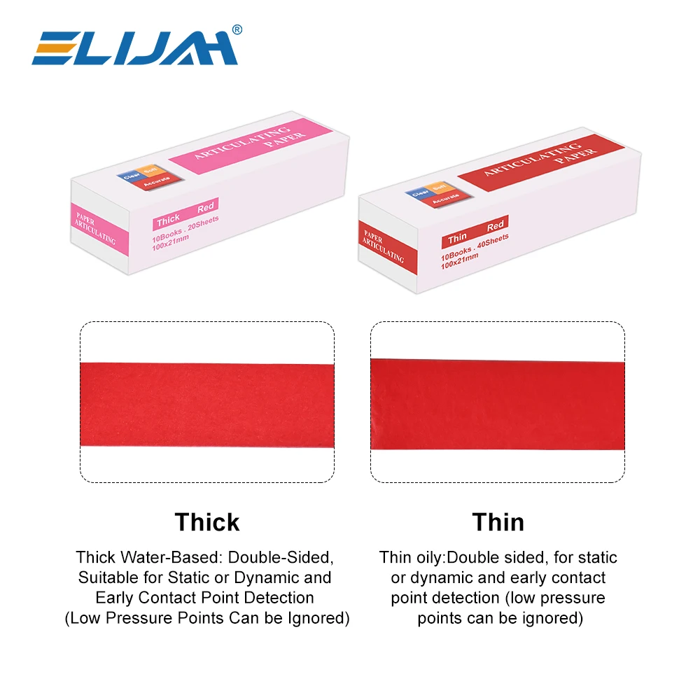 ELIJAH 10 Books/Box Dental Articulating Paper Dentistry Lab Tool Thick/Thin Whitening Articulation Paper Dentistry Materials
