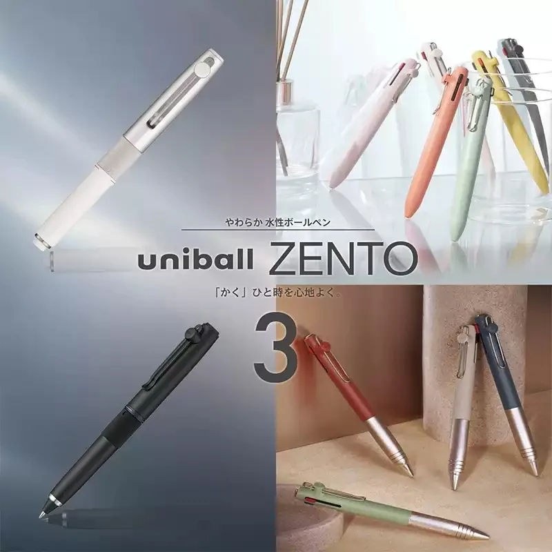 Premium Uni ZENTO 3-Color Pen 6 Years Development Business Gift Pens 0.5/0.38 Japan Craftsmanship Stress-Free Writing Stationery