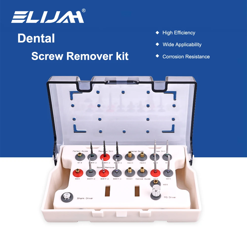 

ELIJAH Dental Implant Removal Kit Dentistry Implant Restoration Tool Set Implant Abutment Broken Wire Remove Dental Instruments