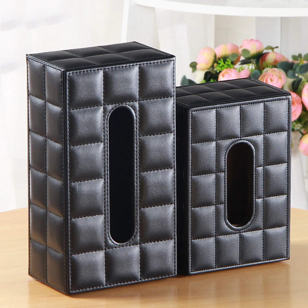 

Minimalist Pu Tissue Box For Home Office Hotel Bedroom Decor Sizable Napkin Storage Container Black Size S