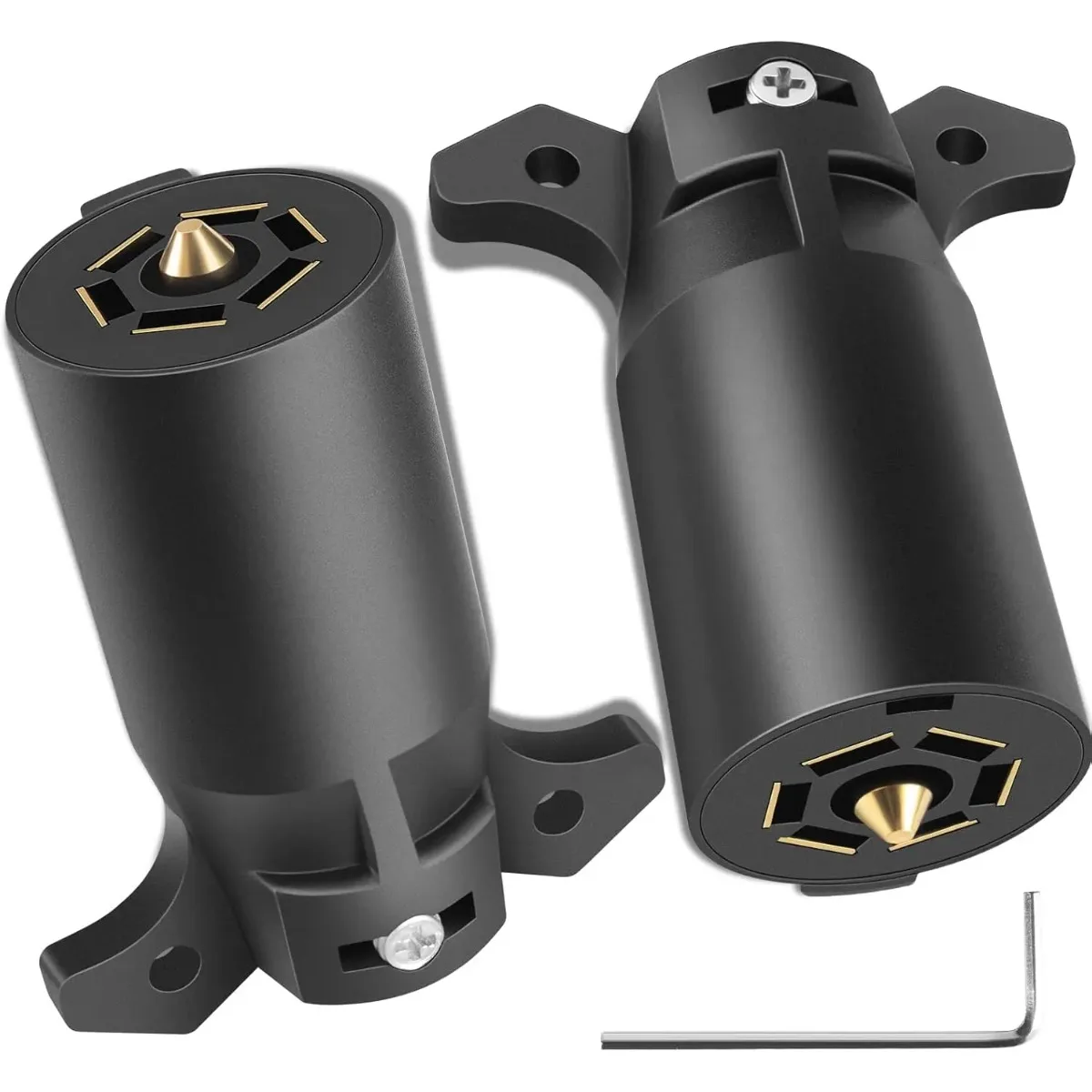 

Heavy-Duty 7 Pin Trailer Connector Built-In Brass Terminals 7 Way Trailer Light Plug