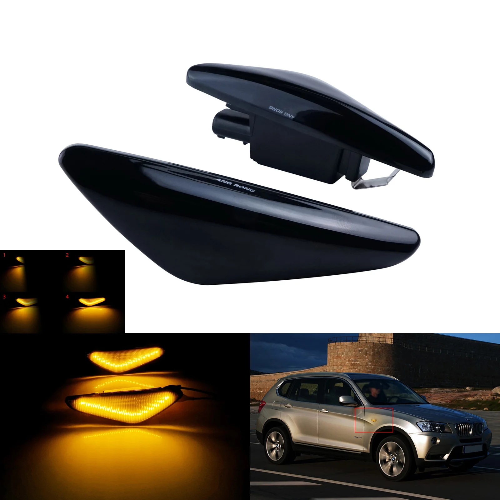 2x Dynamic LED Side Marker Indicator Repeater Light For BMW X3 F25 X5 E70 X6 E71