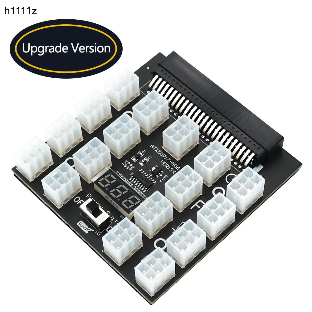 PCI-E 12V 50Pin to ATX 17 x 6Pin Power Supply Server Adapter Breakout Board for DELL 750W 1100W 1600W 2000W 2400W PSU GPU Mining
