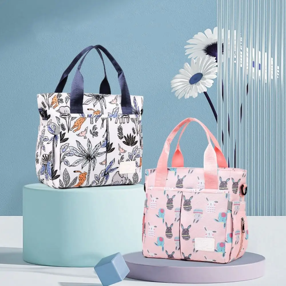 

Portable Waterproof Mommy Handbag Oxford Solid Color Baby Diaper Bag Printing Large Capacity Nappy Bag Women