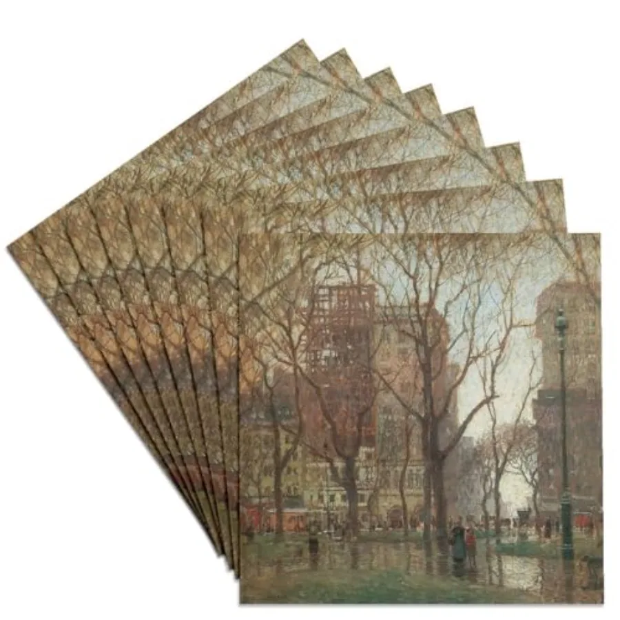 

CST_127325_4 Rainy Day Madison Square New York by Paul Cornoyer Ceramic Tile Coasters Set of 8