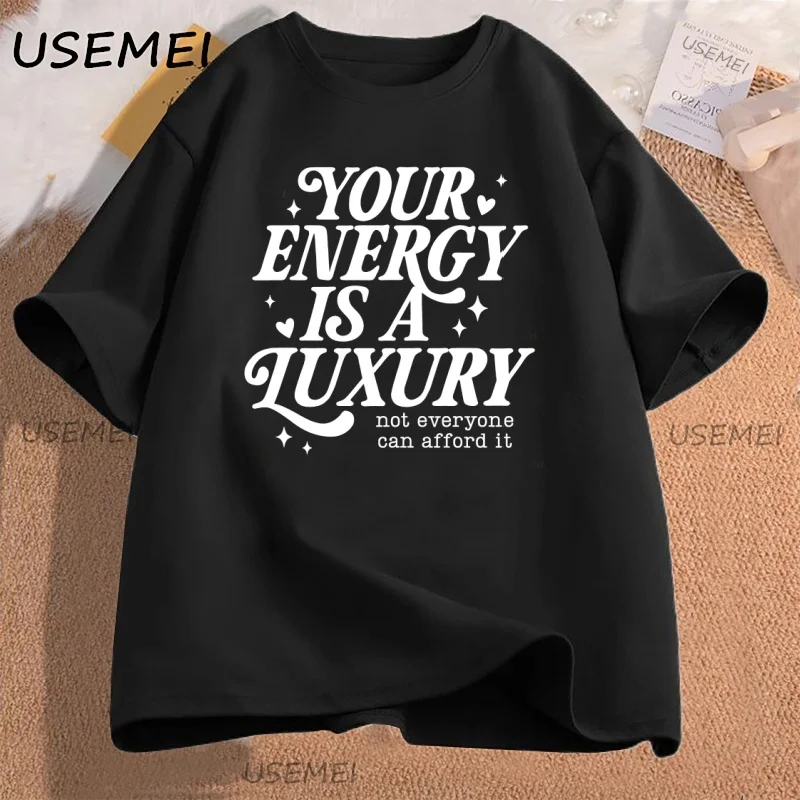 

Футболка «Твоя энергия — это роскошь» Футболка «Защита вашего мира» Футболка для психического здоровья Повседневные футболки с круглым вырезом и короткими рукавами Уличная одежда