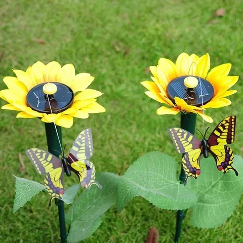 

1pcs Solar Hummingbird Simulation Sunflower Butterfly Hummingbird Ornaments For Garden Yard Potted Plant Decor Solar Hummingbird