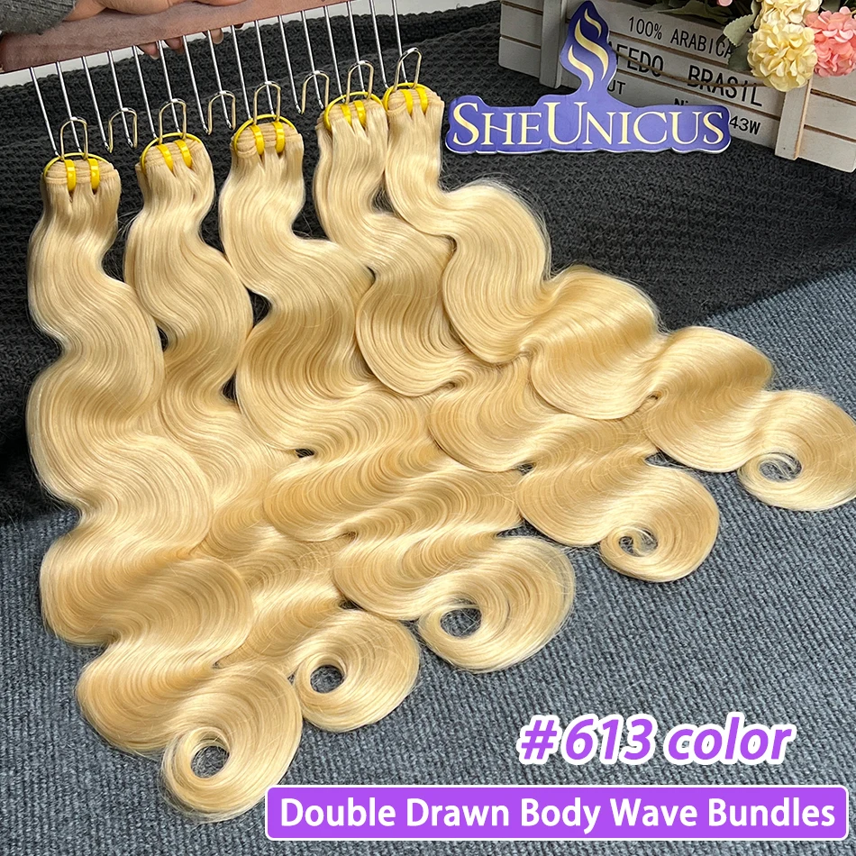 

Double Drawn Body Wave #613 Blonde Color Human Hair Bundles 1 2 3 4 pcs 100% Vietnamese Raw Virgin Human Hair Weave Extensions