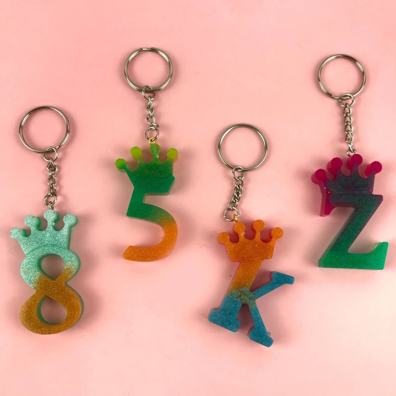 Letters Keychain UV Epoxy Resin Mold Number Crystal Silicone Mold