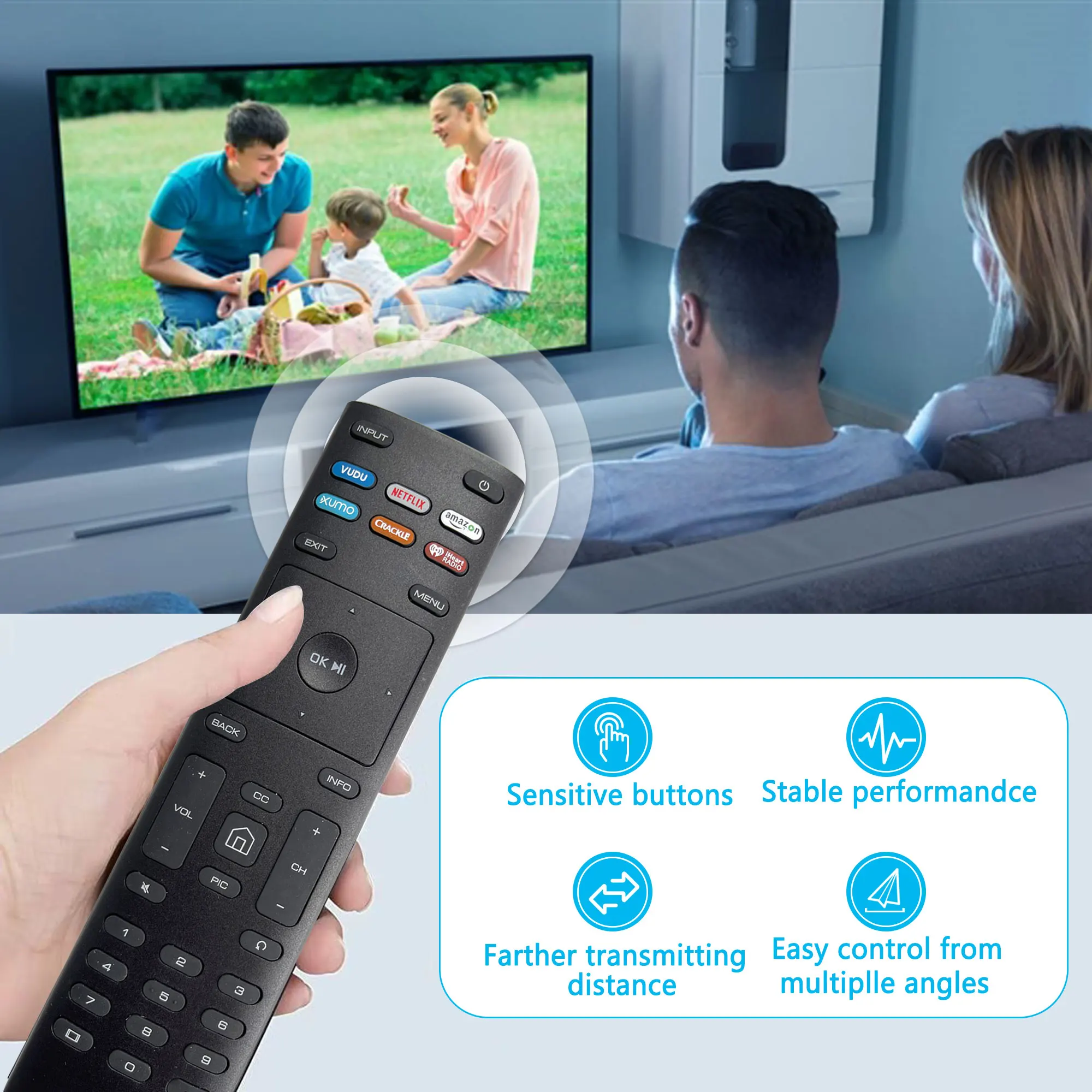 New XRT136 Remote Control for Vizio SmartCast Series Vizio E Series Smart TVs D24f-F1 D32f-F1 D43f-F1 D43f-F1 D50f-F1 E43-E2 E48