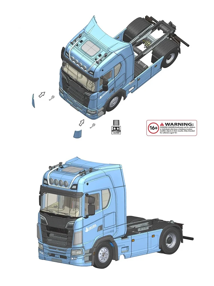 JUWUBA Frontverkleidungs-Stöbrett für 1/14 Tamiya RC Muldenkipper-Anhänger für SCANIA 770S VOLVO BENZ MAN TGX RC Auto – Detail 1