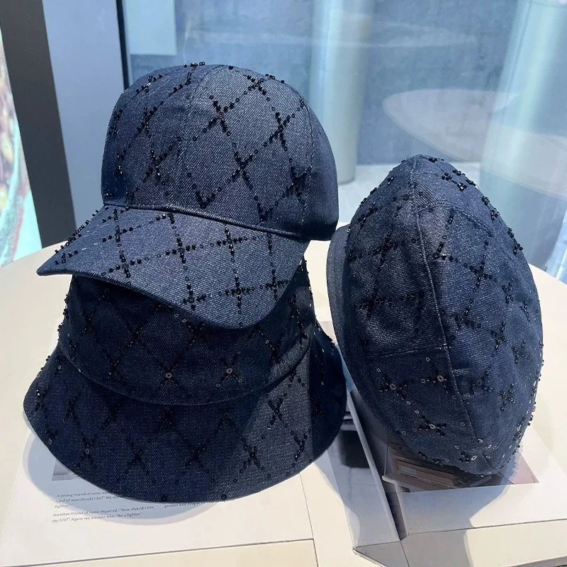New Spring/Summer Collection: Sequin Denim Fisherman's Baseball Cap Set – A Stylish, Casual and Versatile Sun Hat