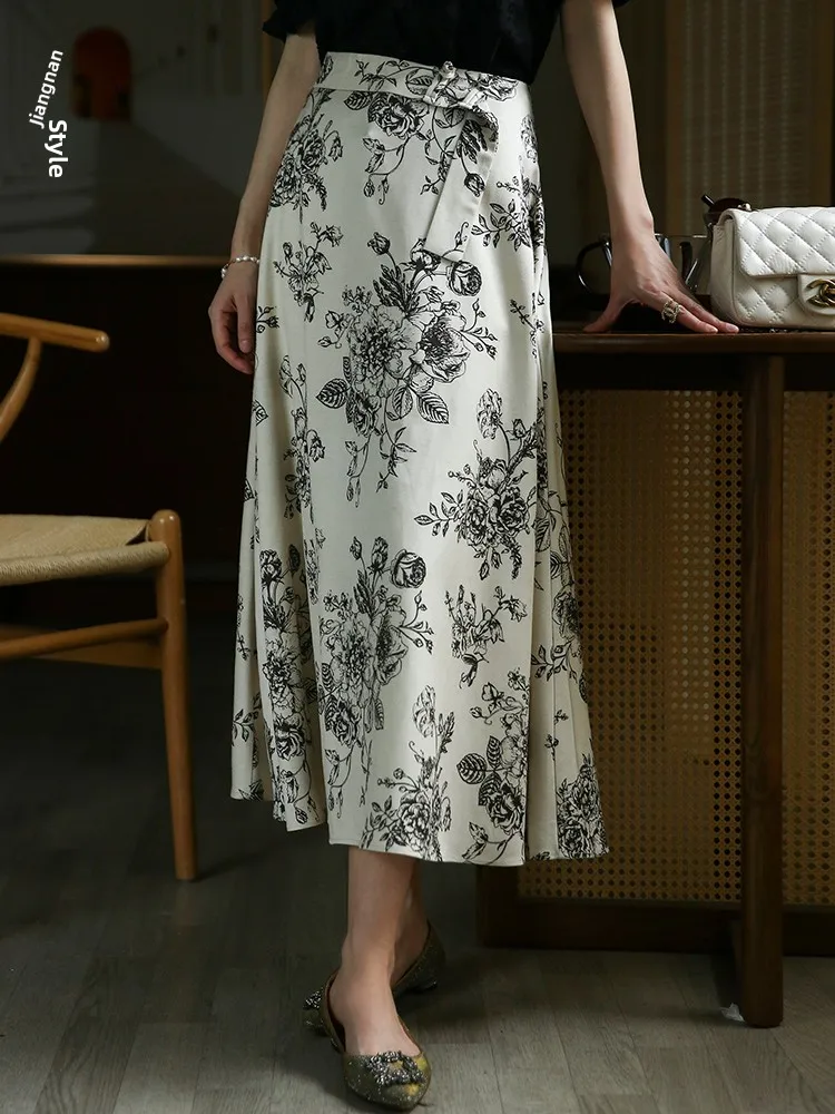 

Пышная юбка Ханьфу в стиле Цзяннань, полуоблегающая, А-силуэт, в комплекте с китайским топом, улучшенная версия