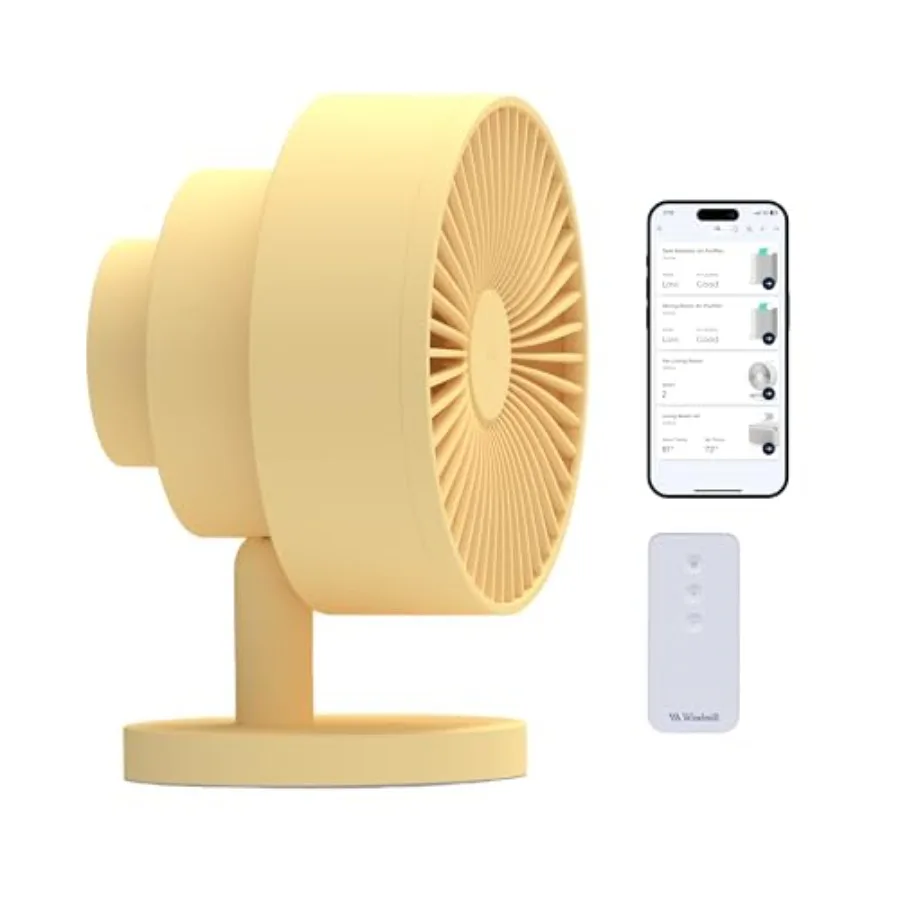

Smart Fan Ultra-Quiet 2-in-1 Air Circulator with Remote 5-Speed Compact Cooling Fan Whisper-Quiet - App Compatible Butter
