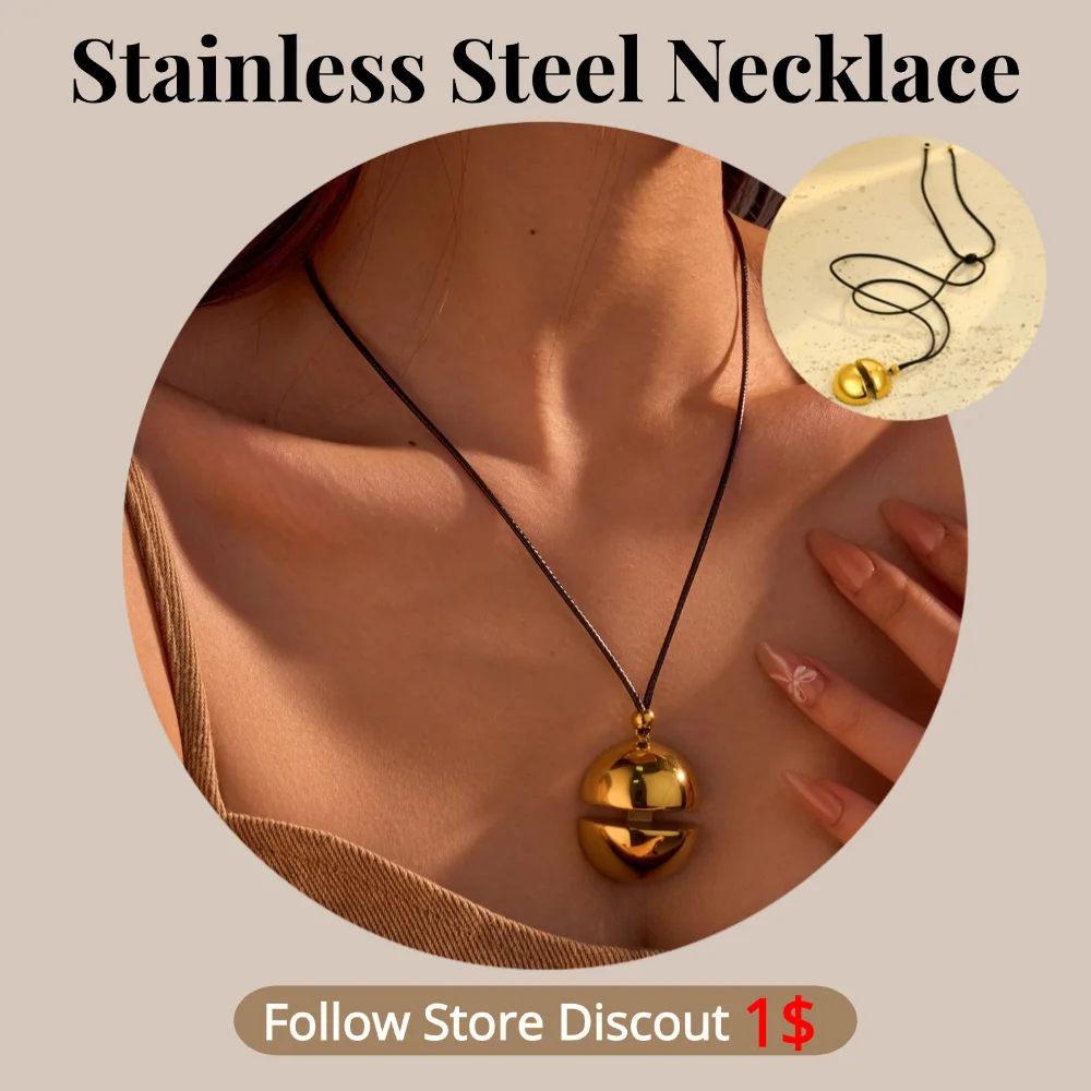 

Stainless Steel Necklace Half Circle Bell Plated 18K Gold Color Stainless Steel Chain Waterproof Jewellery Women's Necklace