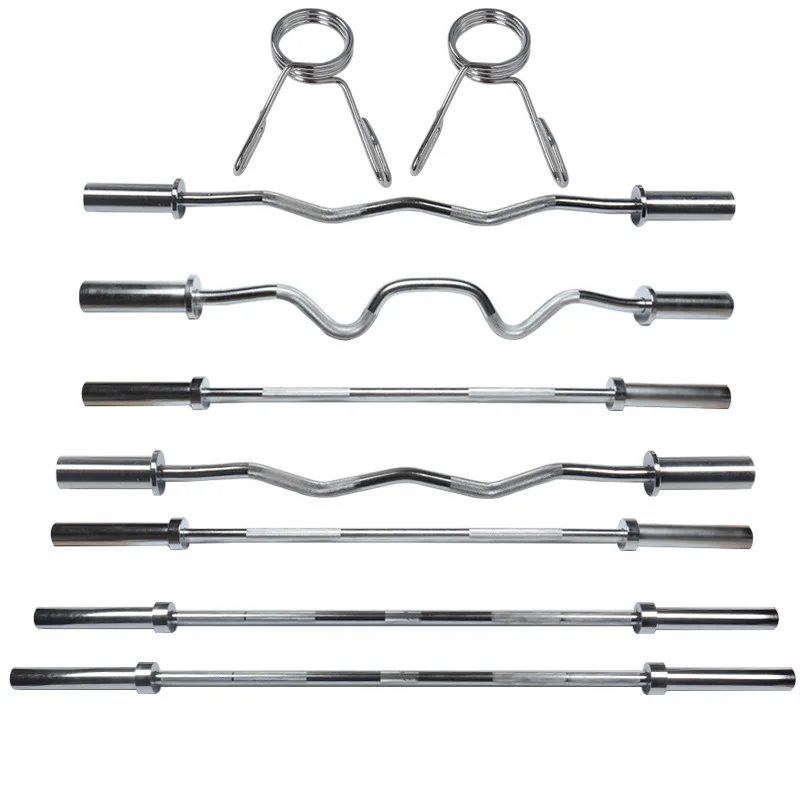 Health & Fitness 2.2m Threaded Chrome Barbell 50mm Diameter with Ring Collars 20kg