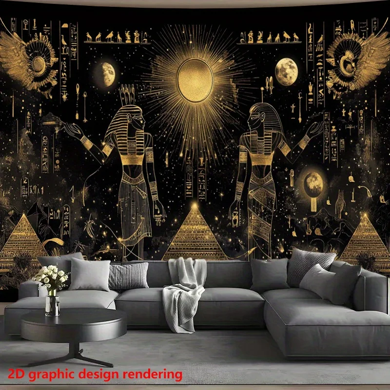 Egyptian Pharaoh Pyramid Constellation Mural Tapestry Wall Art Boho Chic Astrology Room Decor
