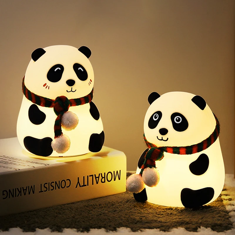 Imagem -06 - Silicone Levou Luz Noturna com Animais Bonitos dos Desenhos Animados Panda Usb Recarregável Lâmpada de Dormir Decoração do Quarto para Crianças