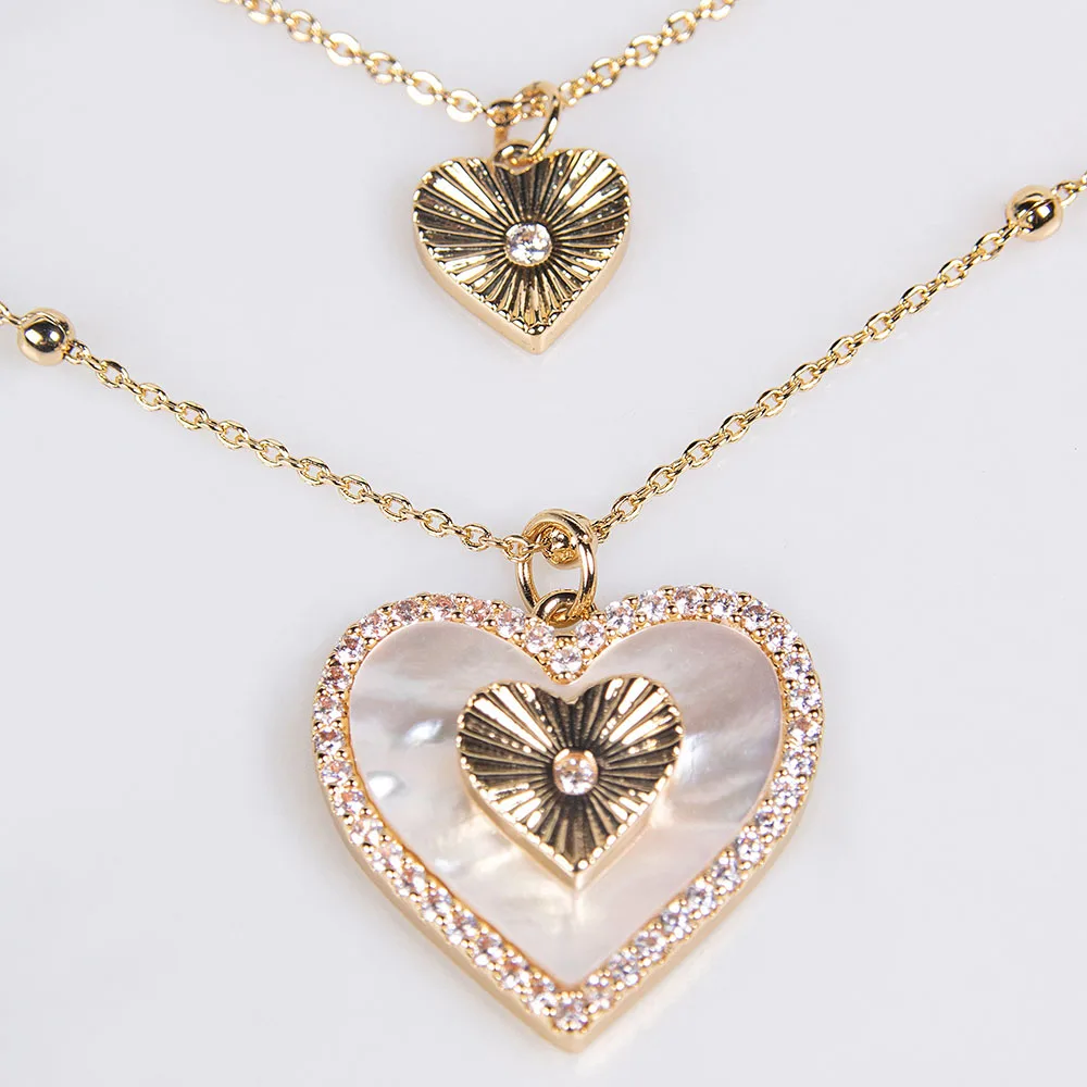 HIBRIDE Simple Pretty Heart Necklace Ladies Bridal Dress Jewellery Zirconia Set Party Wedding Twinkle Hundred Gifts Daily A-3