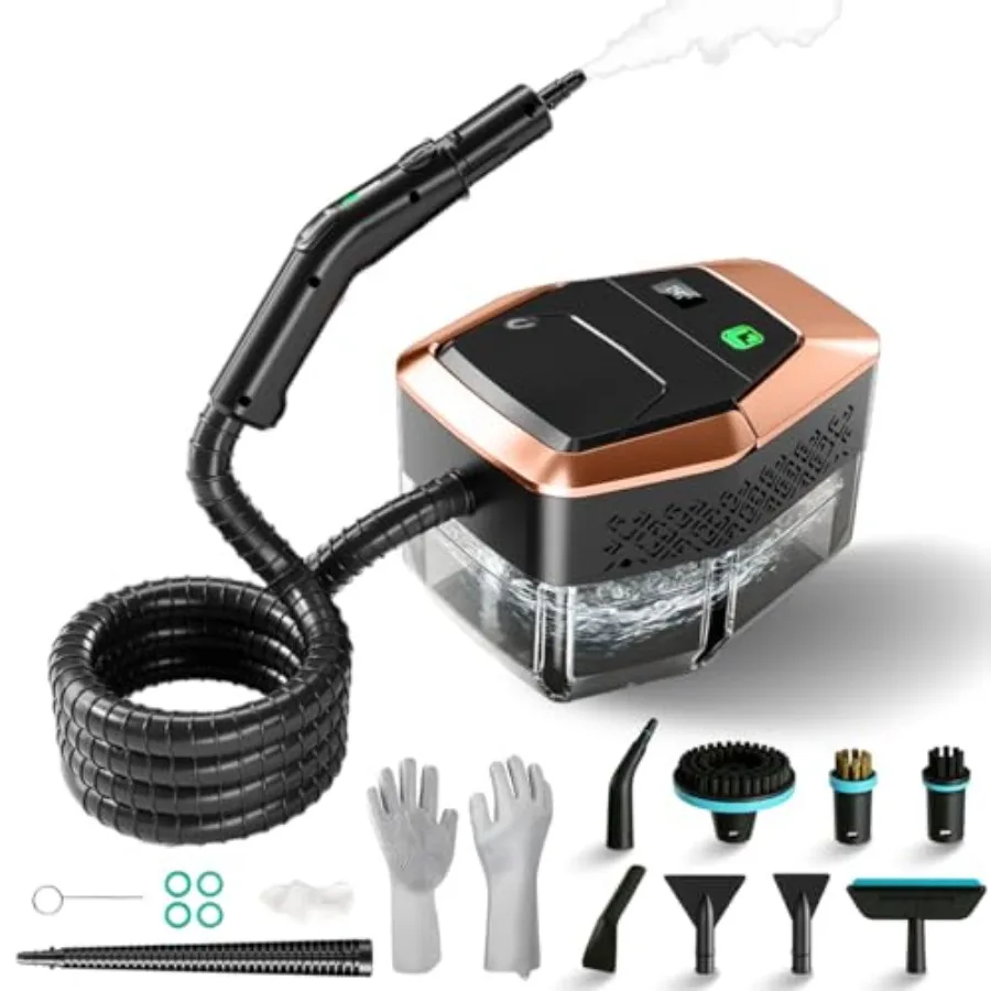 

Пароочиститель для дома и автомобиля, 3 уровня регулировки температуры, дисплей температуры, быстрый нагрев за 15 секунд, большой резервуар 1,8 л, мощный пар 4 бар для G