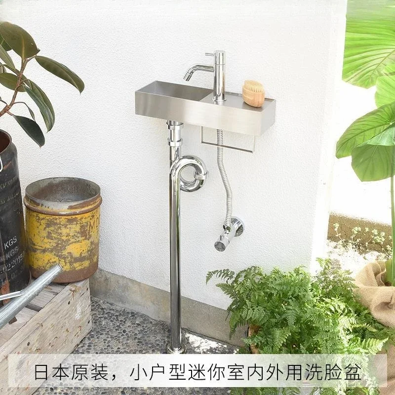 Japan original imported sink stainless steel small apartment mini bathroom washbasin balcony wall hanging