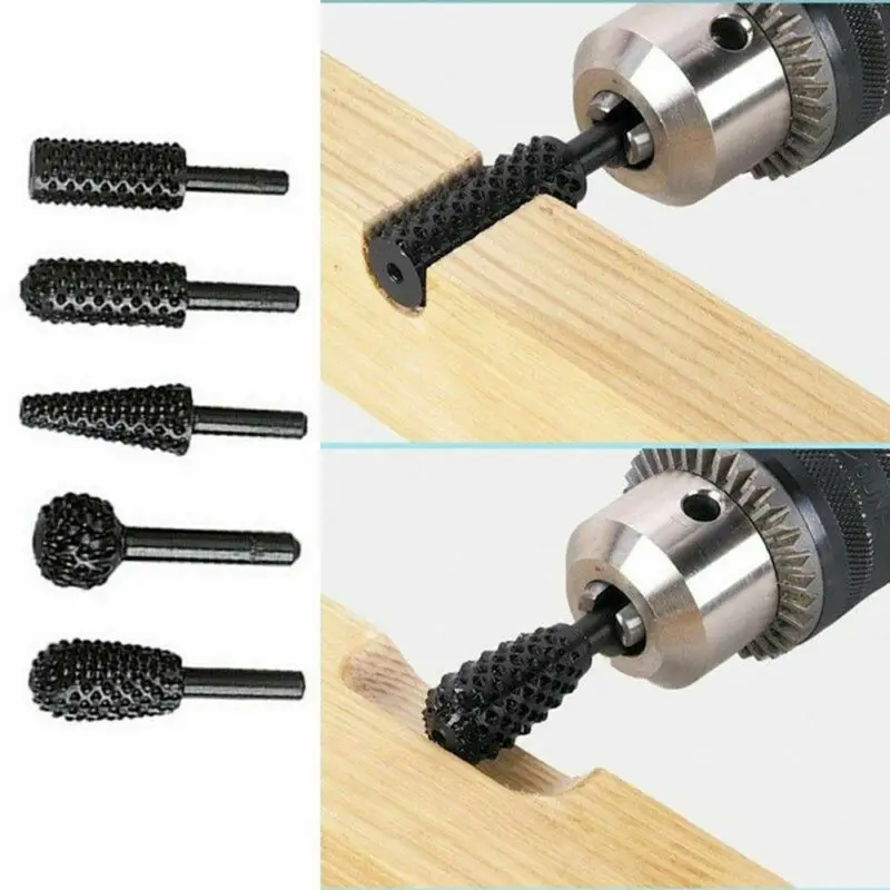 1/4'' 5pcs Drill Bit Set Cutting Tools for Woodworking Knife Wood Carving Tool Carpentry Wood Cutting Tools WorkDrill Bit Set